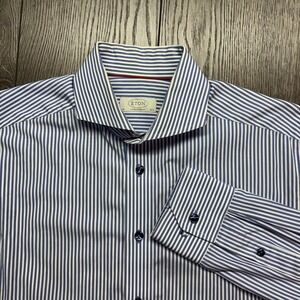 Eton Button Up Dress Shirt Men's Size 42 - 16 1/2 Contemporary Blue Cotton